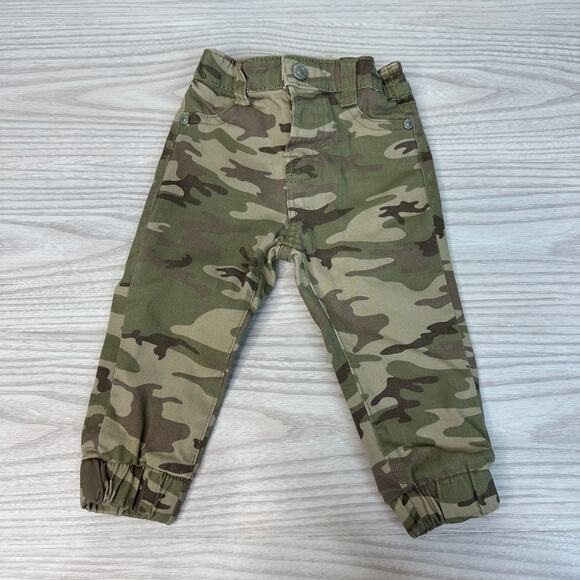 7 for All Mankind Jogger Pants Infant 12M Green Camo Elastic Waistband Stretch - Picture 1 of 8